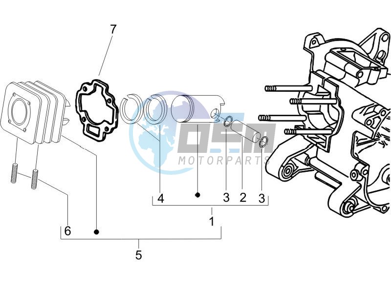 Cylinder - Piston - Wrist pin unit