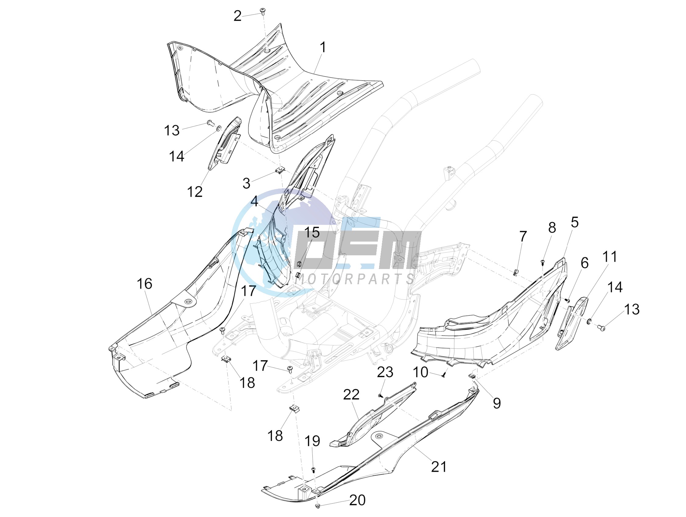 Central cover - Footrests