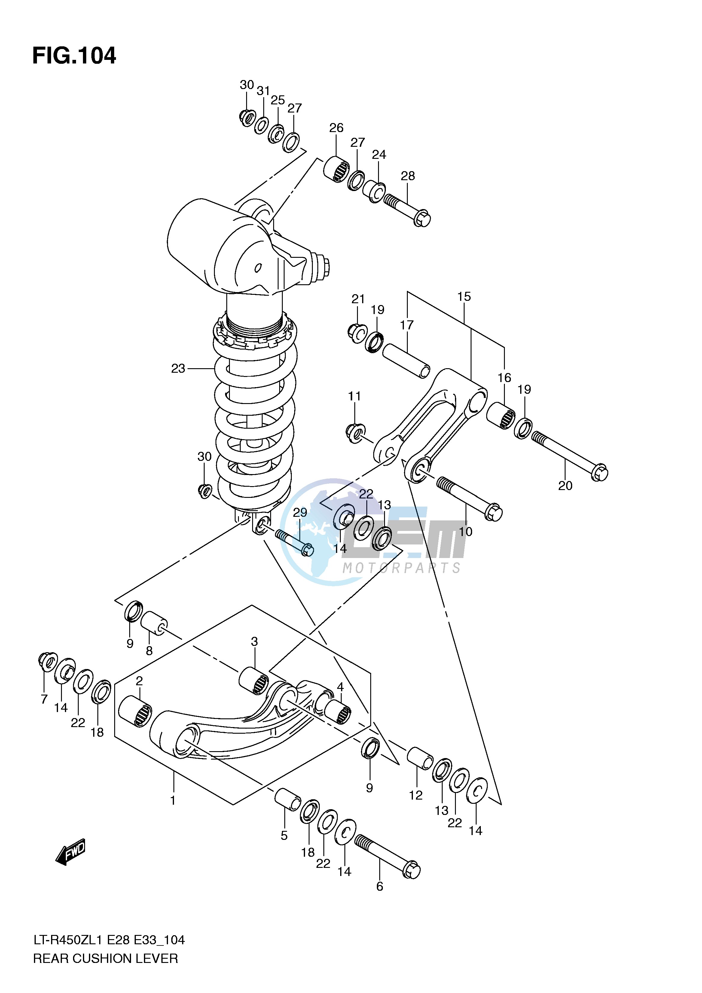 REAR CUSHION LEVER (LT-R450ZL1 E33)