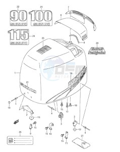 DF 90 drawing Engine Cover (2003-2008)