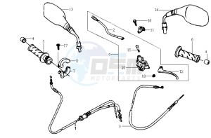 JET EURO X 50 25 KMH E2 drawing HANDLEBAR / CABLES / BRAKE LEVER