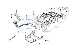 MIO 50 drawing REAR FENDER - INNER SHIELD - UNDERTAIL