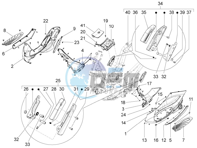 Central cover - Footrests