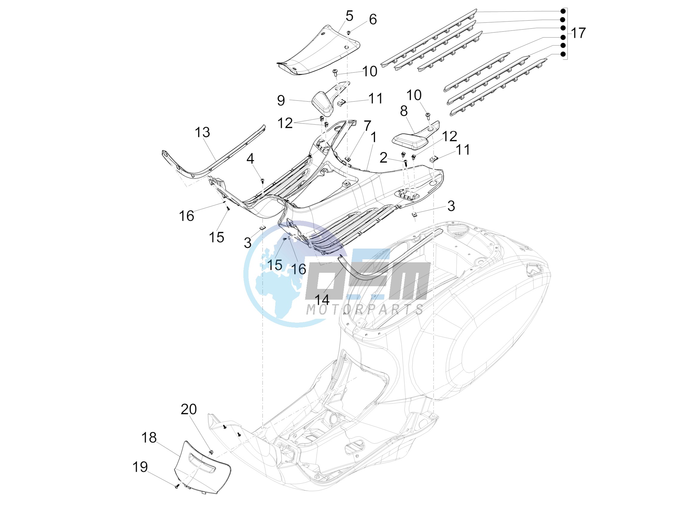 Central cover - Footrests