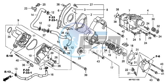 LEFT REAR COVER/WATER PUM P