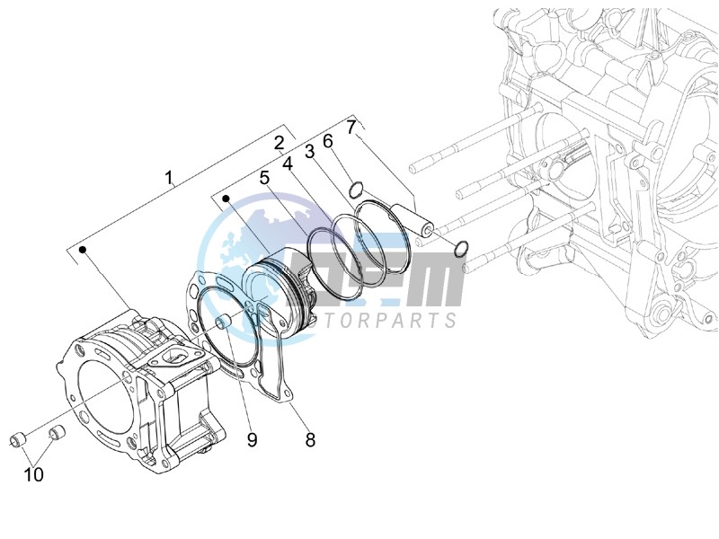 Cylinder-piston-wrist pin unit