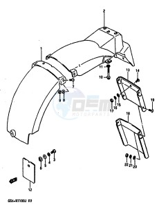 GSX-R1100 (G-H-J) drawing REAR FENDER