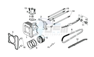 TONIK 125 drawing CYLINDER MET PISTON / CYLINDER GASKETS TOP AND BOTTOM