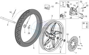 Scarabeo 50 4T 4V drawing Front wheel - disc brake