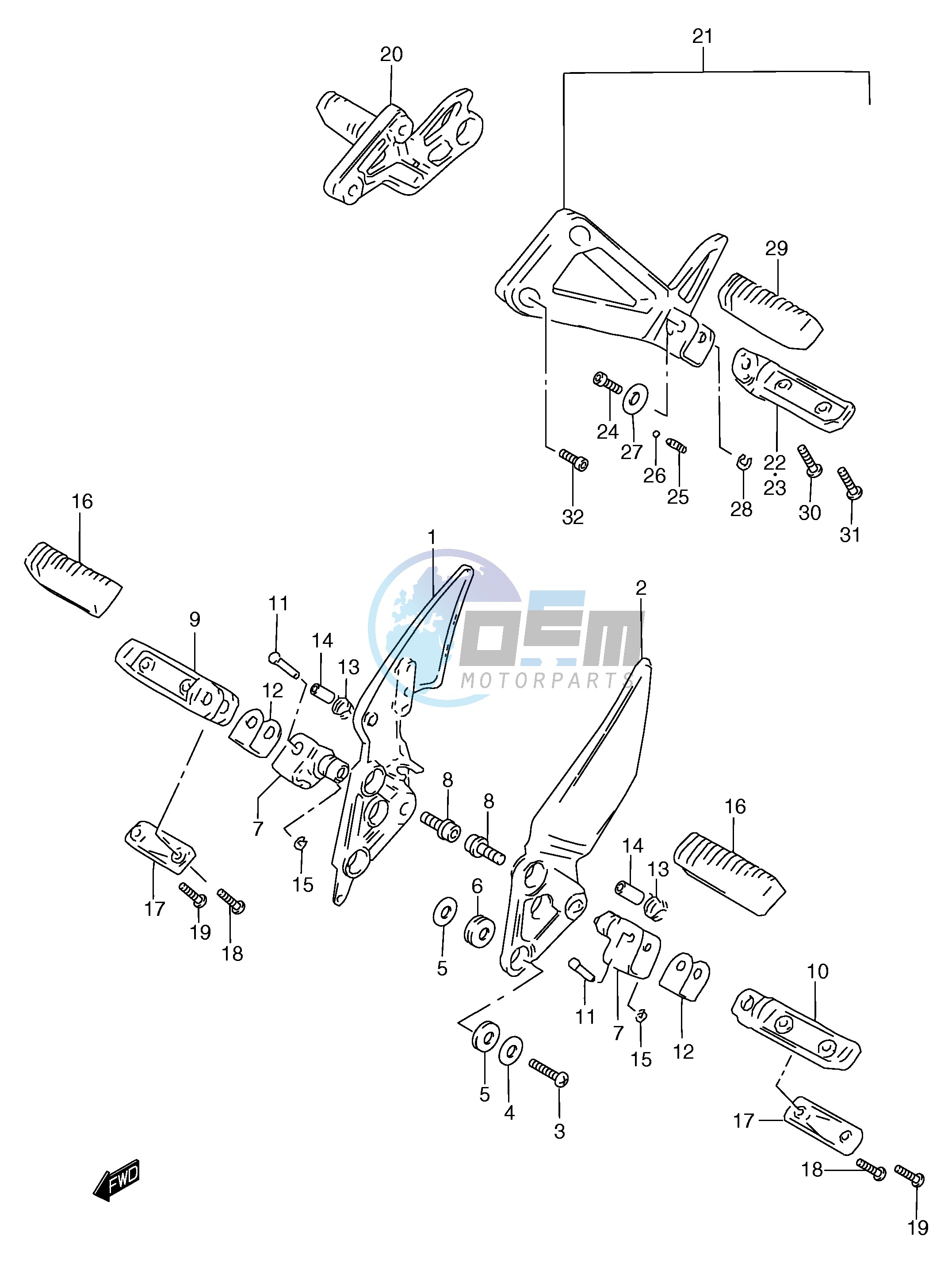 FOOTREST (MODEL V W X)