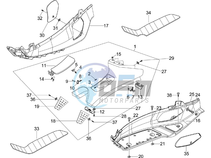 Central cover - Footrests