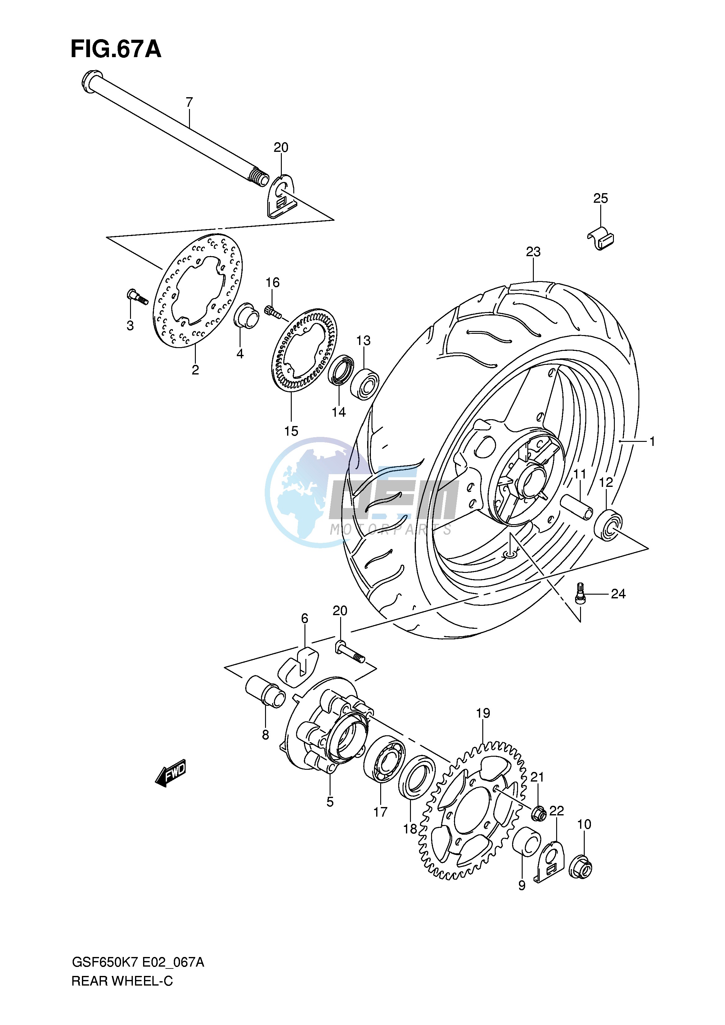 REAR WHEEL (GSF650AK7 UAK7 SAK7 SUAK7 AK8 UAK8 SAK8 SUAK8)