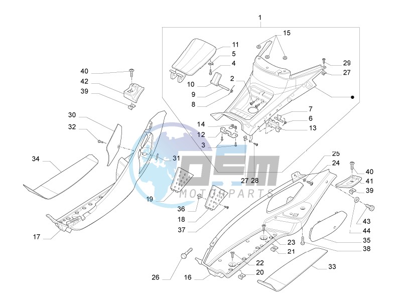 Central cover - Footrests