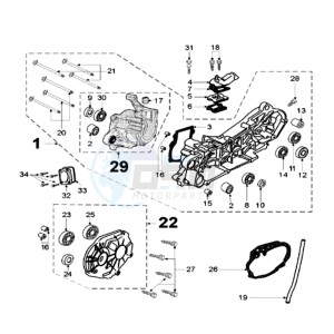 FIGHT LRIX drawing CRANKCASE WITH SHORT SILENT RUBBERS