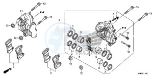 CB1000RD CB1000R UK - (E) drawing FRONT BRAKE CALIPER (CB1000R)