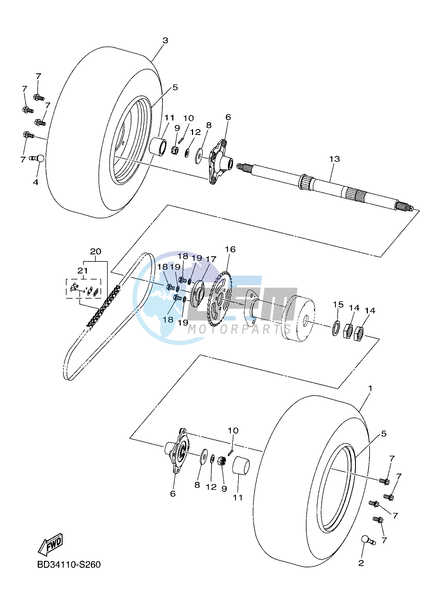 REAR AXLE & WHEEL