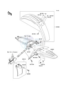 KX250F KX250T6F EU drawing Fenders