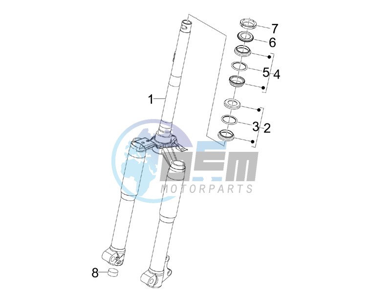 Fork steering tube - Steering bearing unit