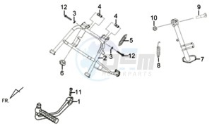 X'PRO 50 drawing CENTRAL STAND -SIDE STAND- KICKSTARTER PEDAL