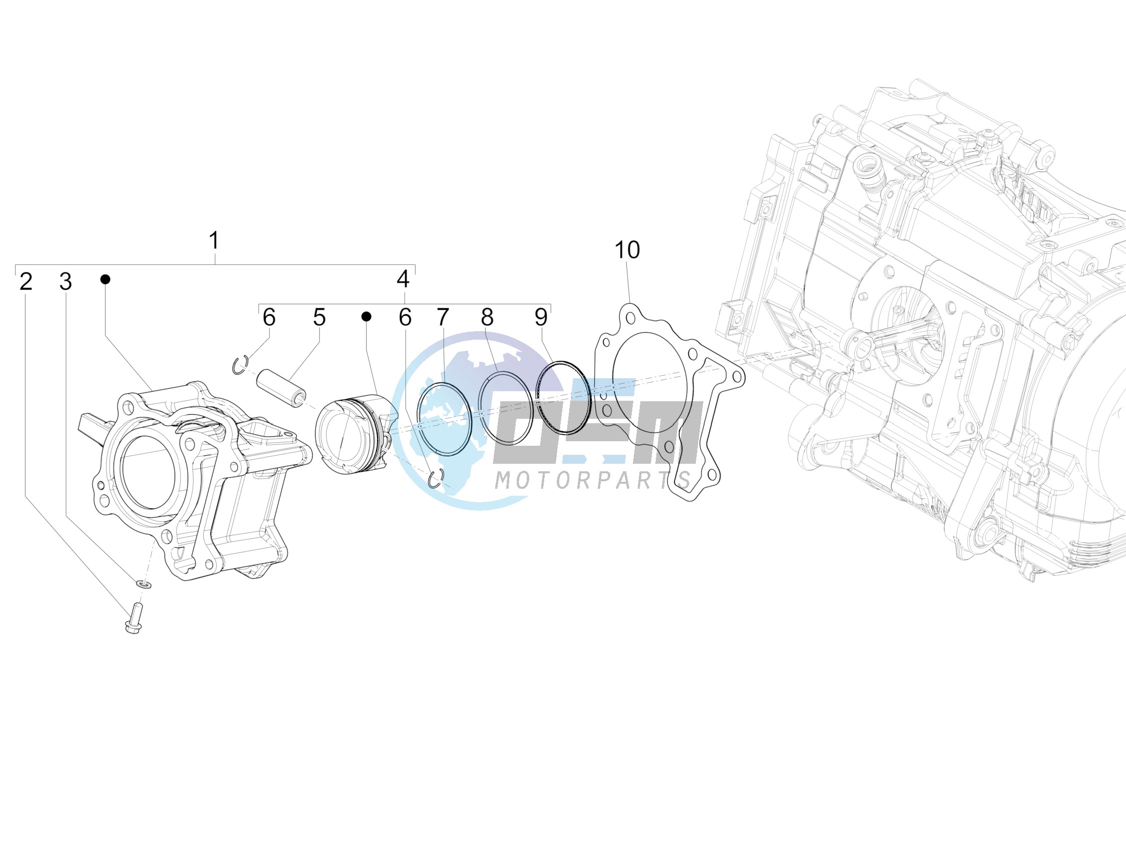 Cylinder-piston-wrist pin unit