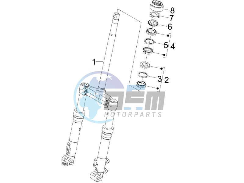 Fork steering tube - Steering bearing unit