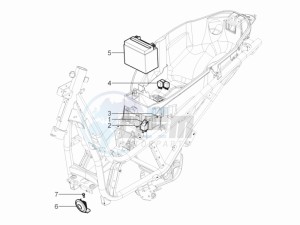 Beverly 350 4t 4v ie e3 Sport Touring drawing Remote control switches - Battery - Horn