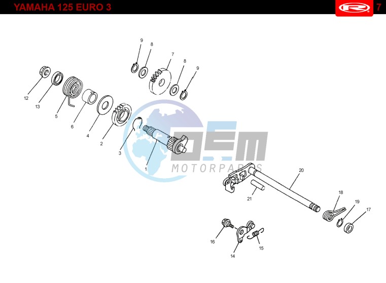 KICKSTART SHAFT  Yamaha 125 4t Euro 3