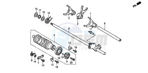 CB600F2 CB600S drawing GEARSHIFT DRUM