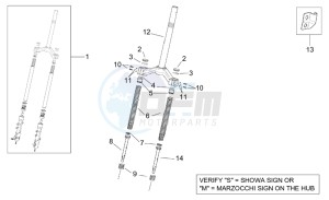 Leonardo 250 (eng. Yamaha) drawing Front fork I