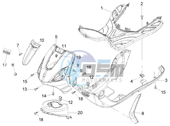 Front shield-foot board-spoiler