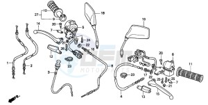 CB250 TWO FIFTY drawing HANDLE LEVER/SWITCH/CABLE (1)