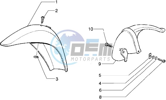 Front and rear mudguard