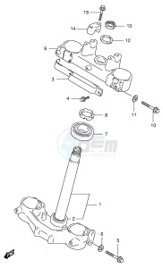 RM125 (E2) drawing STEERING STEM (MODEL T V W)