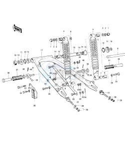 KS 125 (-A) drawing SWING ARM_SHOCK ABSORBERS -- 74-75- -