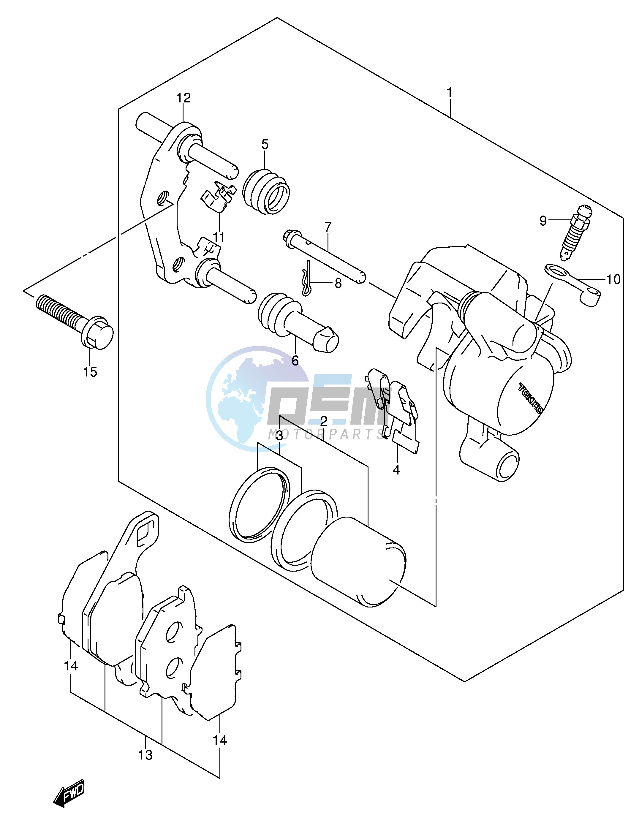 FRONT CALIPER (DR-Z125LK3 LK4 LK5 LK6 LK7)