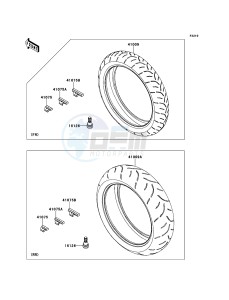 Z750R ABS ZR750PBF FR GB XX (EU ME A(FRICA) drawing Tires