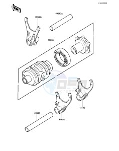 KX 500 A [KX500] (A1) [KX500] drawing GEAR CHANGE DRUM & FORKS -- 83 A1- -