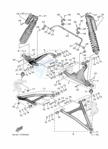 YXF1000EW YX10FRPAP (B4JF) drawing FRONT SUSPENSION & WHEEL