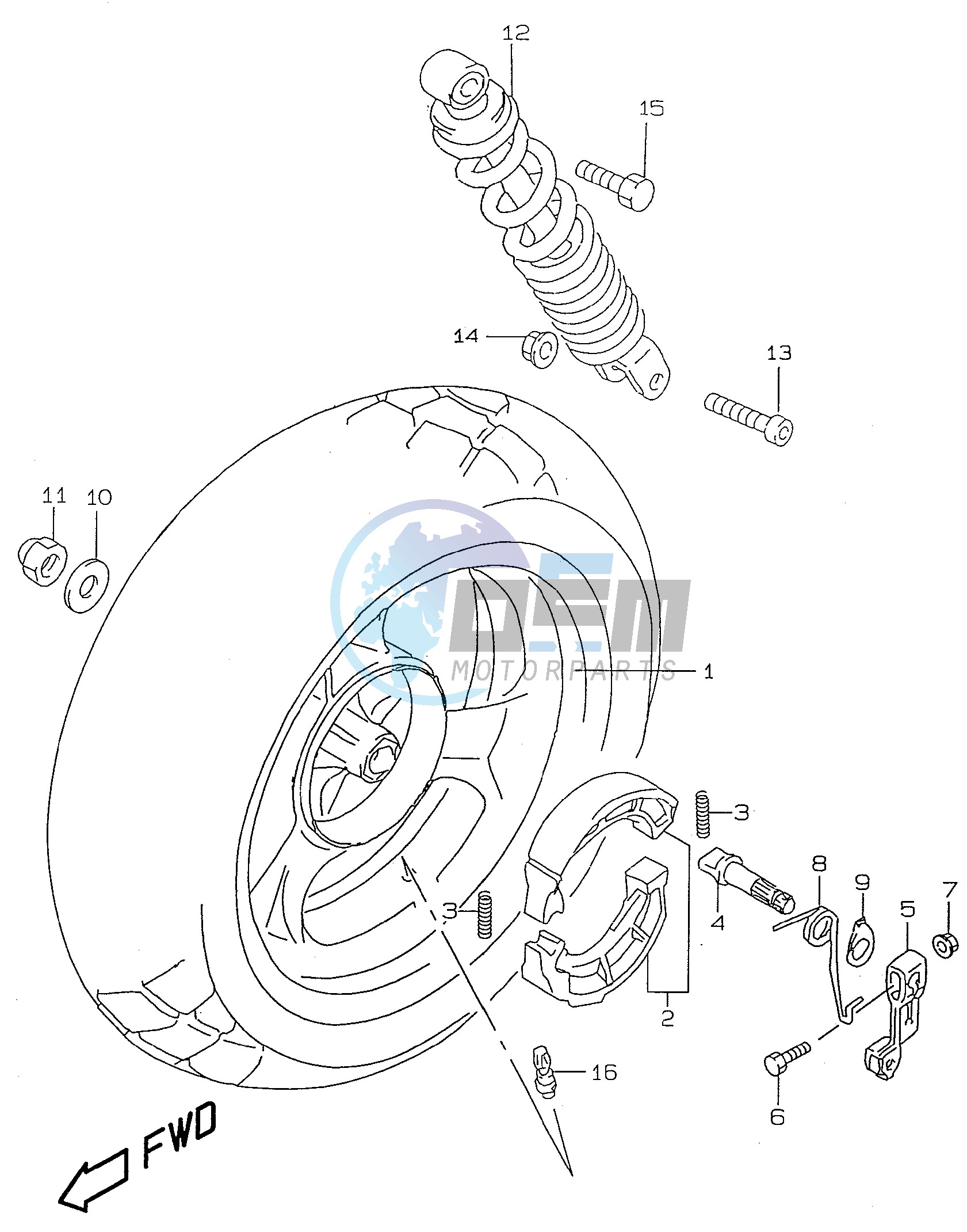 REAR WHEEL (model AY50 K1)