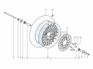 Beverly 125 RST 4T 4V ie E3 drawing Front wheel