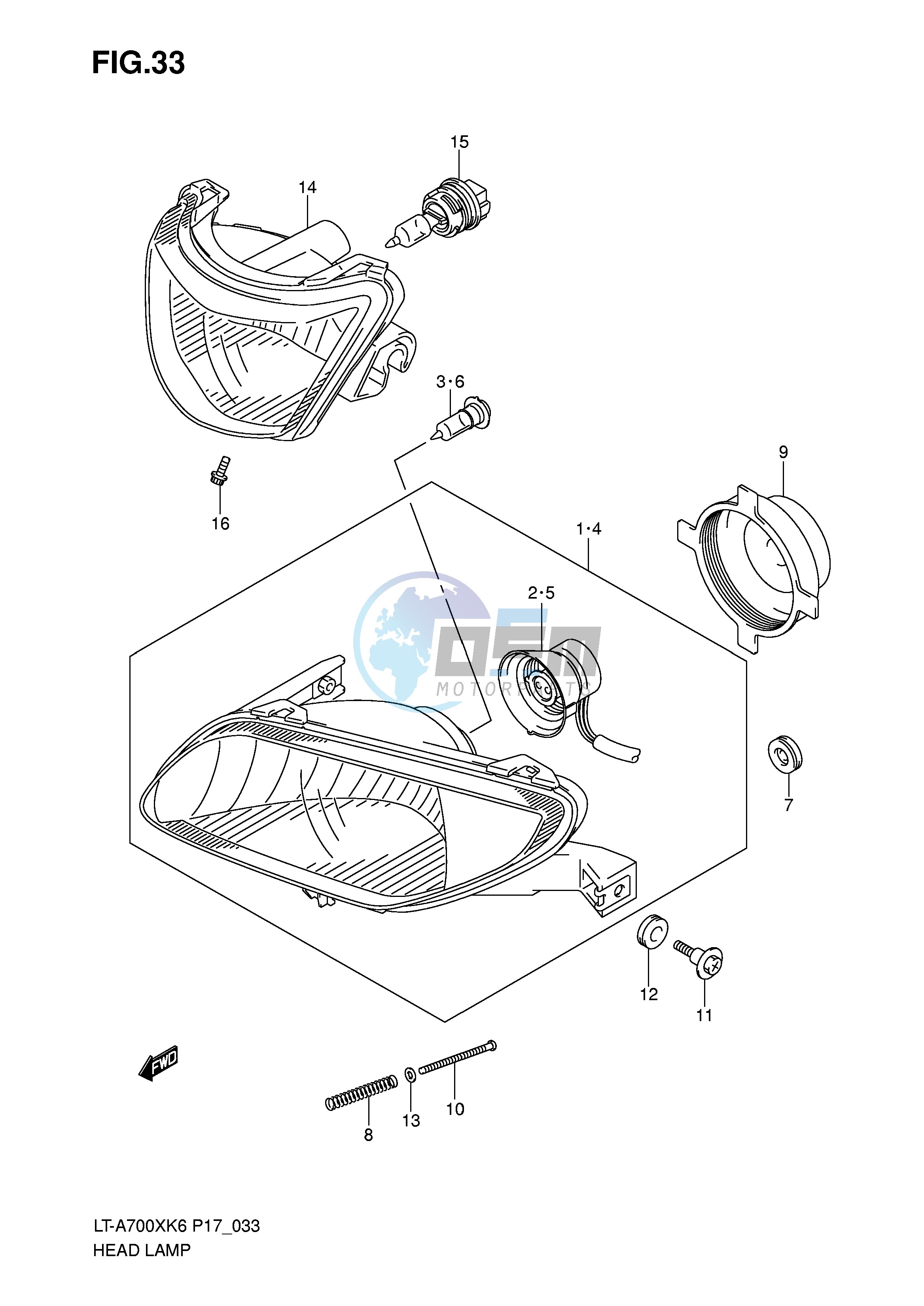 HEADLAMP (MODEL K6 ~F.NO.5SAAP41A 6711000)