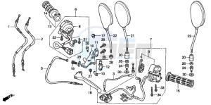 CB500 drawing HANDLE LEVER/SWITCH/CABLE