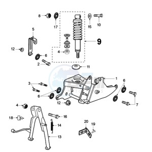 FOX LX EU drawing REAR SHOCK AND STAND