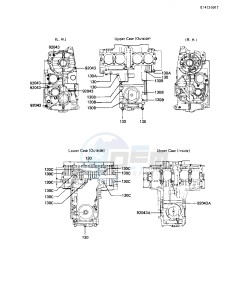 KZ 550 M [LTD SHAFT] (M1) [LTD SHAFT] drawing CRANKCASE BOLT & STUD PATTERN