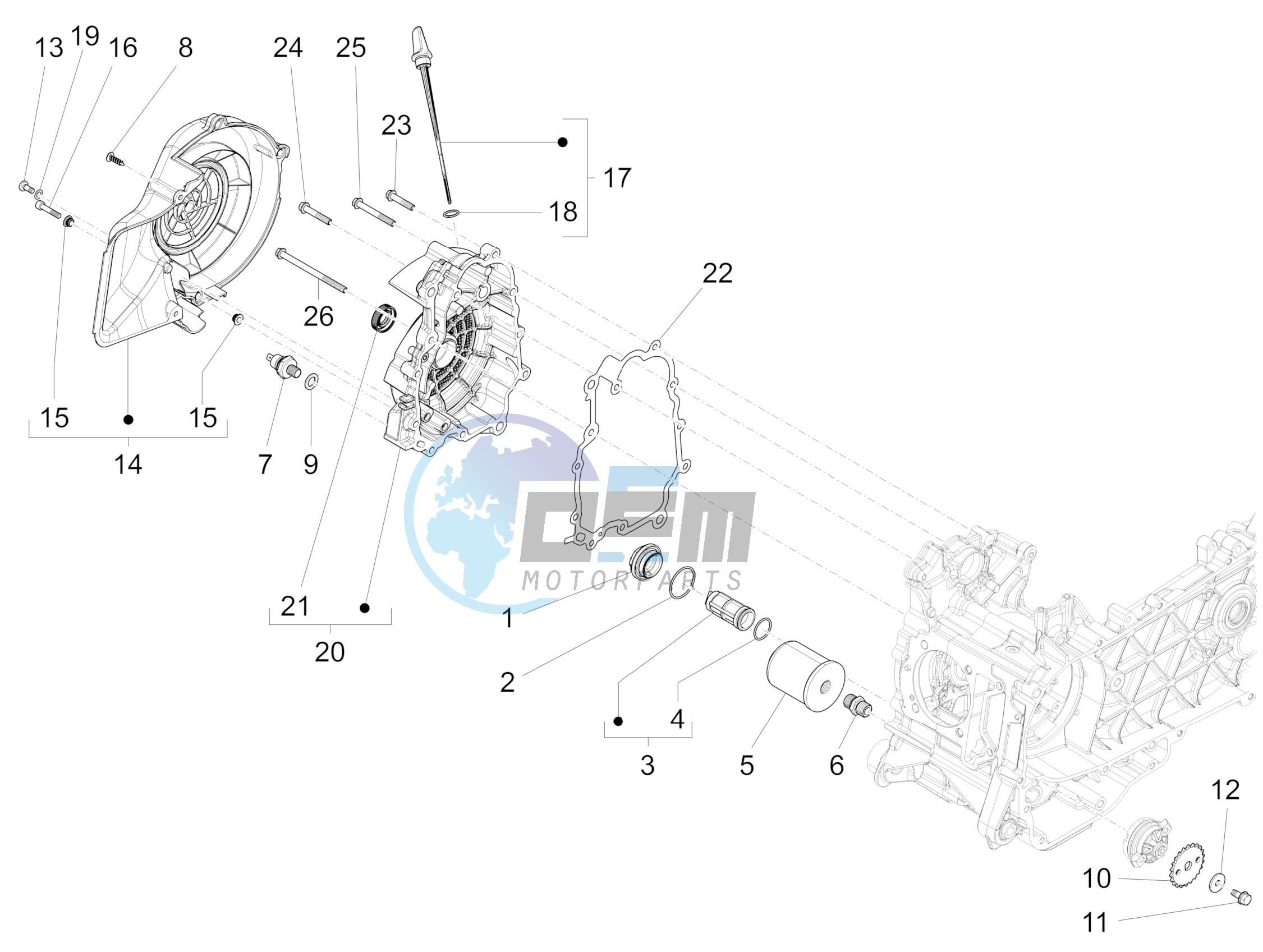 Flywheel magneto cover - Oil filter