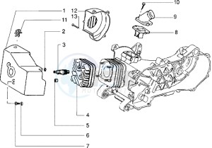 NRG 50 Extreme ZAPC220-210 drawing Cylinder head - Induction pipe (Vehicle with rear drum brake)