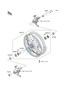 ZZR1400 ABS ZX1400B7F FR GB XX (EU ME A(FRICA) drawing Front Hub