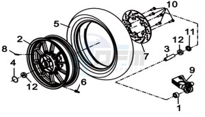 WOLF 300 (L8) EU EURO4 drawing RR.WHEEL ASSY