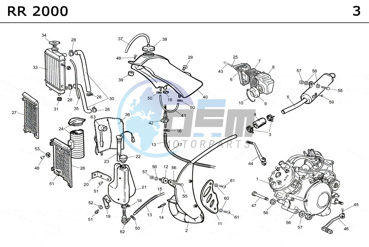 EXHAUST,RADIATOR,TANK, AIRFILTER