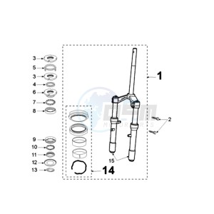 SAT125 drawing FRONT FORK / STEERINGHEAD 6,35